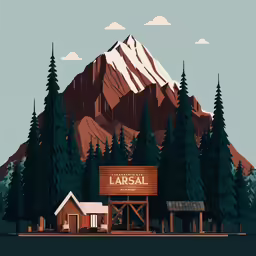 a vintage style poster of the karabal resort in the mountains