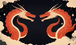 two orange and white dragon wings with the moon in the background
