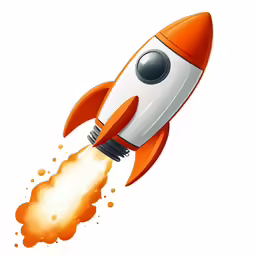 an orange rocket ship with smoke coming out of it