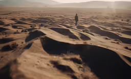 a lone man standing in an area of desert sand