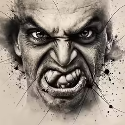 the face and nose of an angry man