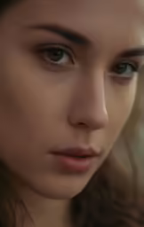 an artistic shot of a young girl with bangs and fringe on her forehead