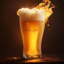 a glass with liquid and a stem in it