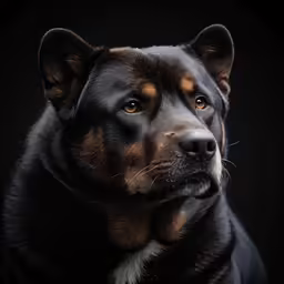 an old black dog with yellow eyes looking at the camera