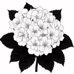 an illustration of a cluster of flowers with black leaves
