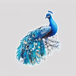 a large blue bird perched on top of a tree