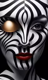 a woman with white and black make up