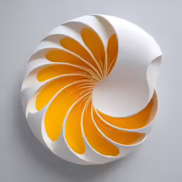 a white plate with orange lines in the center