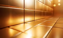 a shiny tile floor is shown with dim lighting