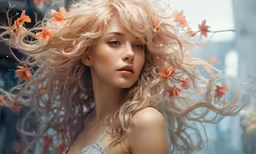 a pretty blonde woman with butterfly hair
