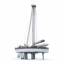the sail boat has been built on top of a platform