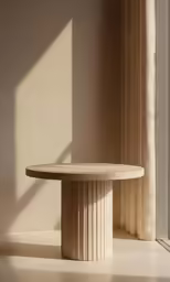 a very modern and simple table by the windows