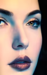 a woman with a very long eyelashes and very long eye makeup