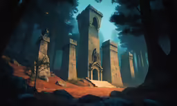 the dark, spooked graveyard of a medieval city