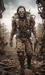 a male military soldier dressed in gear and holding two rifles