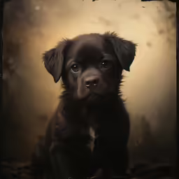 a small black puppy with brown eyes and no hair