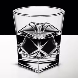 a black and white photo of a crystal vase on a table