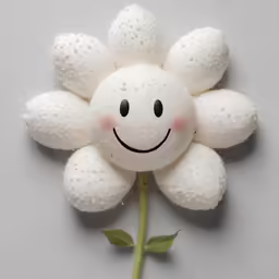 a toy sunflower sitting on top of a gray table