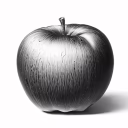 an apple is shown in this black and white image