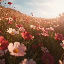 a field filled with lots of pretty pink flowers