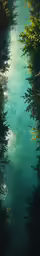a painting of the water, the water is reflecting the sky and clouds