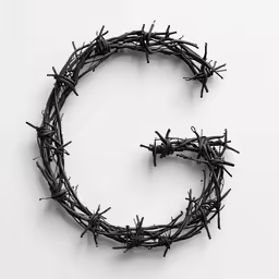 a group of black twigs on top of a white surface