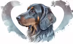 a large dog with the heart shaped design
