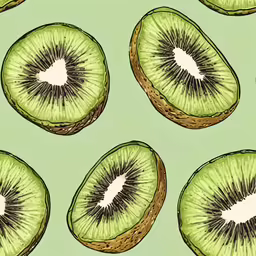 an kiwi sliced in half on a light green background