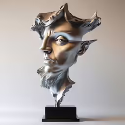 a plaster busture is shown with a head that has hair