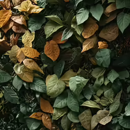 a colorful hedge of leaves are on a wall
