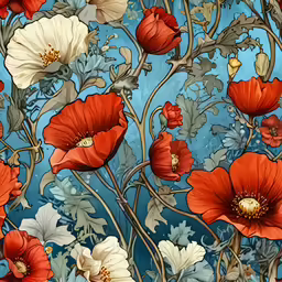 floral design for the fabric or wallpaper of this piece