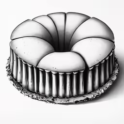 a drawing of a cake with six slices missing