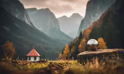 house with mountains in background and sky in view