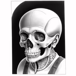an image of a skeleton with his face in the center