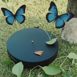 two butterflies standing over the surface of a sculpture