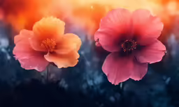 two flowers sitting in the sunlight on a window