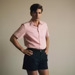 a young man is posing with his hands on his hips