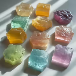 there are different soap bars on the table