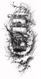 an image of a black and white clock on the screen
