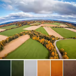a wide view of farm land from the air