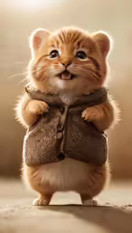 cat dressed up and smiling with something in his mouth