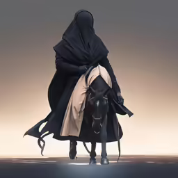 a person riding a horse while wearing a hooded jacket