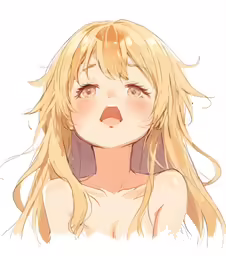 a girl with long blond hair and an open mouth
