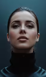 this is an artistic photograph of a woman in a leather jacket