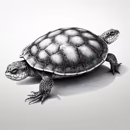 a drawing of a turtle on white paper