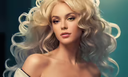 a young blonde woman with very long curly hair
