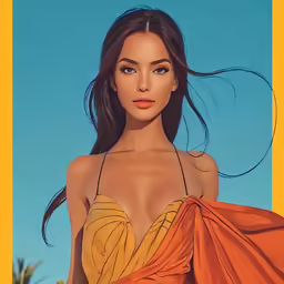 a young woman wearing an orange top