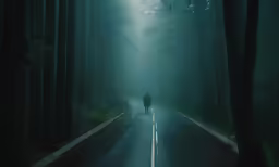 the road to nowhere by a person in the dark
