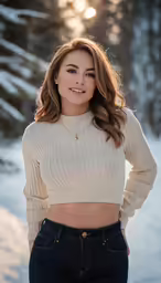 a woman in the snow poses for a photo