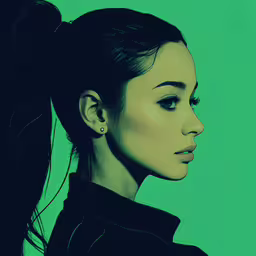 an attractive young woman with ponytailed hair,a woman with black hair and her eyes closed